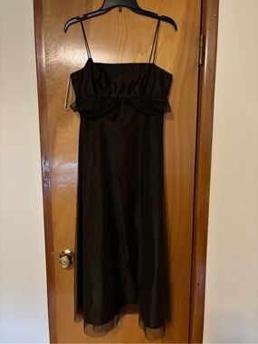 David's Bridal Brown Spaghetti Strap Evening Dress